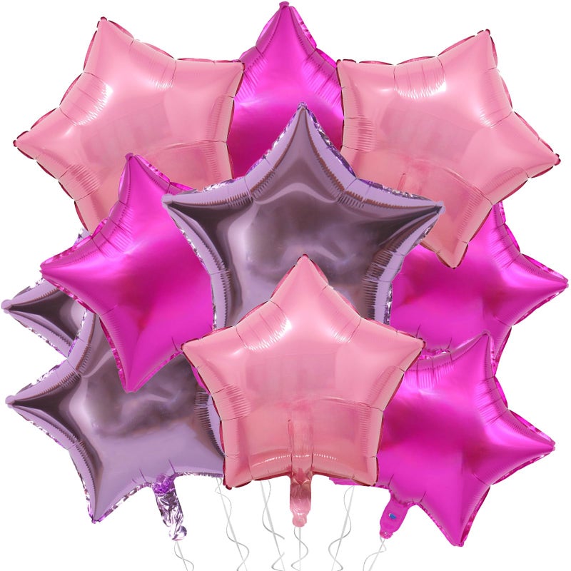 KALOR Hot Pink Light Pink and Light Purple Star Foil Balloons, 10 Pcs 18 Inch Stars Shape Foil Mylar Balloons for Birthdays, Weddings, Baby Showers Graduation Decorations - Image 1